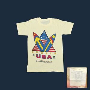 VINTAGE 80s Surfin' USA South Padre Paper Thin Tee